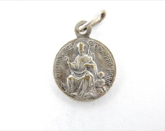 Rare Vintage French Saint WilliBrorde - Notre Dame de Luxembourg Catholic Medal - St Willibrord Religious Charms - Z94