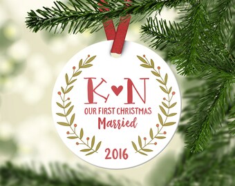 Christmas Ornament Wedding Ornament Gift for Bride Gift for Wife First Christmas Married Ornament Christmas Ornaments Personalized Ornament