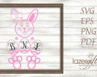 EGGstremely Cute Bunny Monogram (Add Your Initials) SVG Cut File