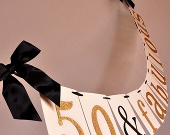 50th Birthday Decoration. Handcrafted in 2-3 Business Days. 50 & Fabulous Banner.