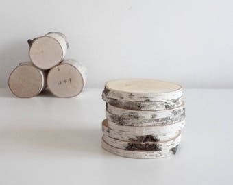 Natural White Birch Wood Slices 3.5" - set of 8, diy projects, rustic wood slices, rustic wedding, wood craft, wood ornament
