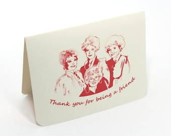 Golden Girls Thank You for being a Friend Card - Single Thank you card - Eco friendly Stationery - Retro Vintage, Bridesmaids Cards