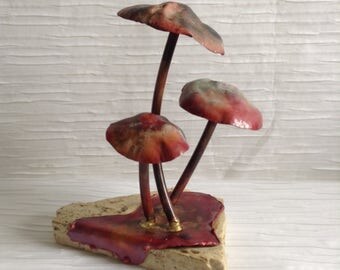 Torch Cut Metal Mushroom Sculpture. Art Brut. Modernist, Brutalist. Vintage 1970.