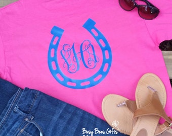 Horse Shoe Monogram Shirt * Horseshoe Monogram Shirt * Womens Monogram Shirt * Personalized Shirt * Adult Short Sleeve Shirt