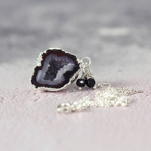 Black Geode Necklace - Gemstone & Diamond Necklace