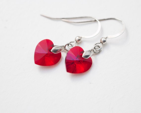 Red Heart Earrings Valentine's Day earrings Heart