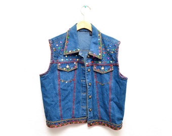 Items similar to Custom Boutique Embellished Denim Jacket or Vest Girl
