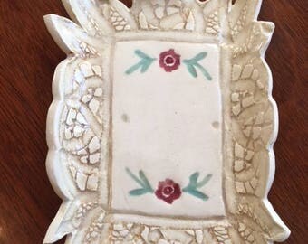 Handmade Ceramic Soap Dish With Lace And Flower Design