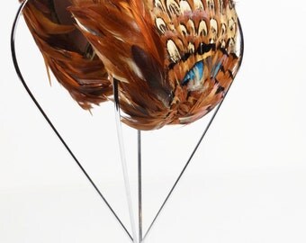 1940s Jonquil Original Feather Casque Hat - Fascinator - Pheasant Feather Vintage Hat