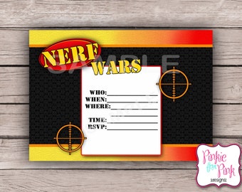INSTANT Download Nerf Wars Invitation Birthday Party- Digital File Download Nerf Gun