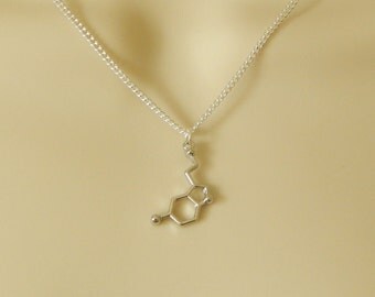 Serotonin Necklace, Molecule Necklace, Science Jewellery, Serotonin Jewellery, Silver Serotonin Pendant, Serotonin Charm Necklace