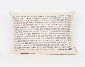 Song Lyric Pillow, 12"x18" or 16"x20", Custom Pillow, Song Art, 2nd Anniversary Gift, Throw Pillow, Pillow Shop, Gift for Her, Personalized
