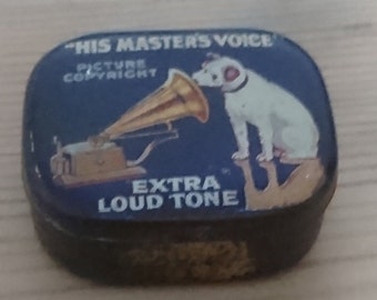 Vintage his masters voice tin of gramophone needles