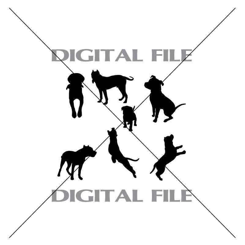 Download Seven Pit Bull Silhouettes Vector Images Vinyl Decal T-shirt