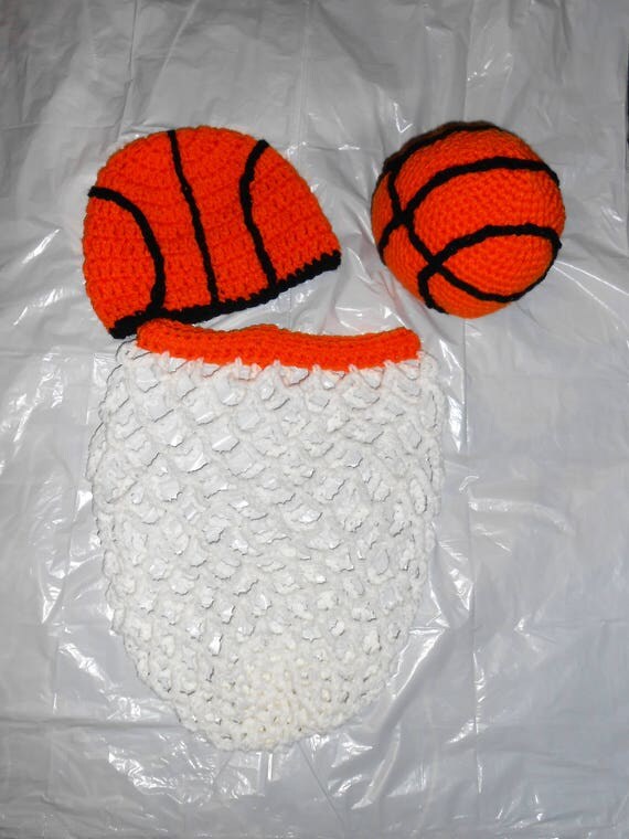 Crochet Basketball net basketball hat and ball photo prop