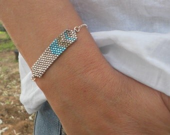 Delicate Sterling Silver Bracelet, Delicate Seed Beads Bracelet, Dainty Silver Turquoise Bracelet, Simple Bracelet Gift Ideas For Woman