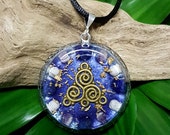 SPIRITUAL GROWTH Orgone Pendant – Lapis Lazuli, Amethyst and Howlite - to Aid Spiritual Journey and Increase Intuition - Large
