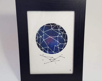 Original 5x7 Watercolour Painting - Starry Constellation Ball