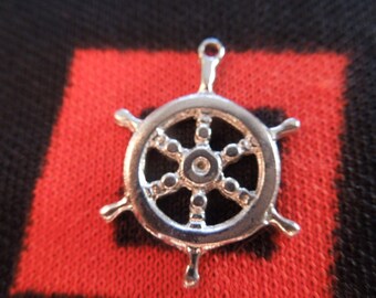 Sterling Ships Wheel Charm Vintage Ships Wheel Charm Sterling Silver Charm for Bracelet from Charmhuntress 04158