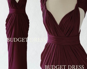 2017 NEW STYLE Burgundy Red Transformer Dress, Convertible Summer Bridesmaids Dress, Floor Length Prom Dress, Multi Wear Evening Gowns