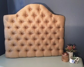 College Dorm Room Diamond Tufted Upholstered Headboard with Curved Top and Velcro Back Attachment in Linen, Velvet or Wool Upholstery Fabric