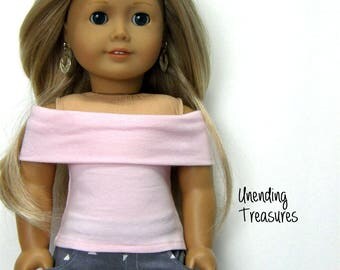 18 inch doll clothes made to fit like american girl doll clothes pink off shoulder top and gray shorts