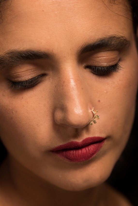 Gold Nose Ring. Indian Nose Ring. Gold Nose Hoop. Gold Tragus.