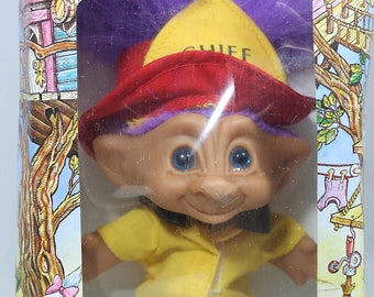 Vintage 80s Ace Novelty Treasure Troll Doll, Treasure Trolls, Vintage troll doll, Firefighter Troll