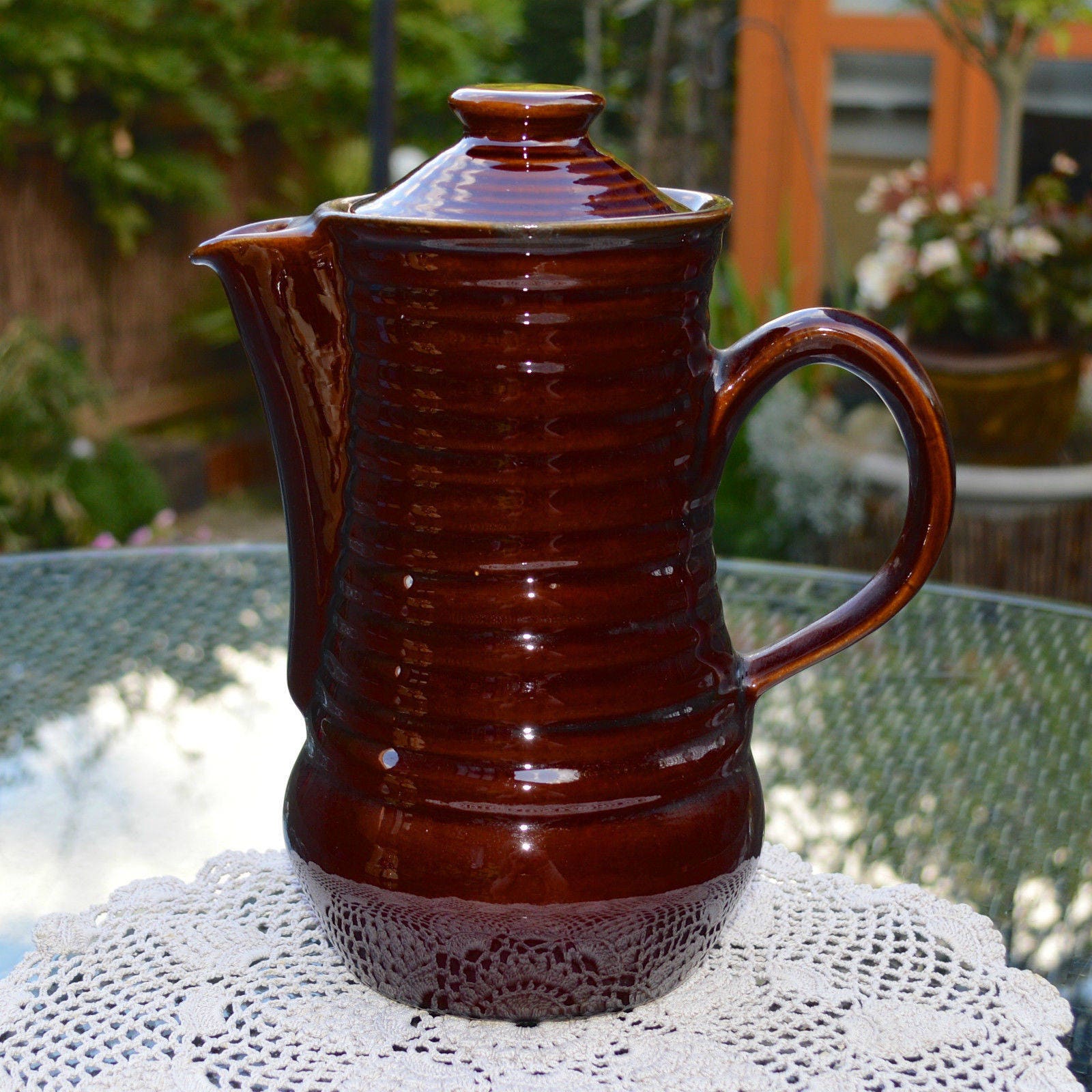 Vintage Denmead Pottery Coffee or Chocolate Pot Shiny Gloss