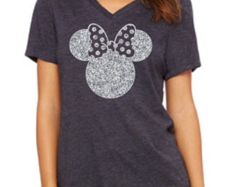 Disney Shirt // Glitter Minnie Shirt // Disneyland Shirt // Disney shirt for women