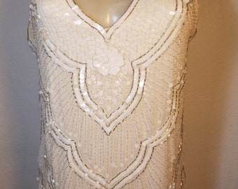 FREE SHIPPING 1980 Sequin Bead Blouse