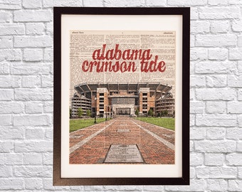 Alabama Crimson Tide Dictionary Art Print - Bryant Denny Stadium, Bama Football - Dictionary Paper - University of Alabama, Graduation