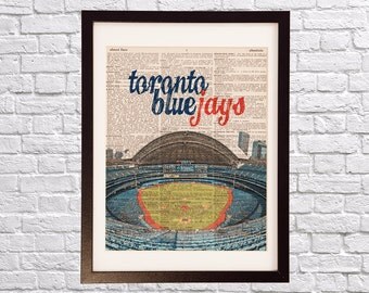 Toronto Blue Jays Dictionary Art Print - Rogers Centre / Center - Print on Vintage Dictionary Paper - Baseball Art, Toronto Ontario