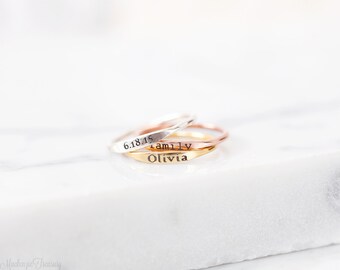 SALE Skinny Name Ring - Mini Name Ring – Skinny Stackable Name Ring - Dainty Name Ring – Stacking Name Ring – Minimal Name Ring