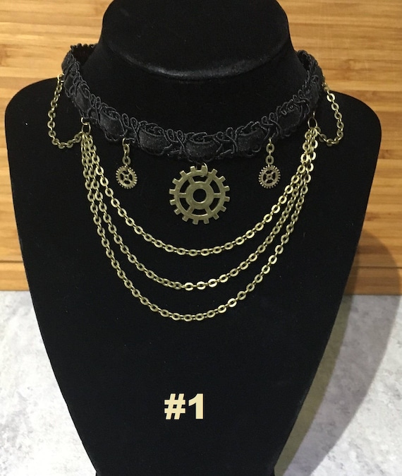 Bronze Steampunk Gears & Chains Choker by SitasCreations steampunk buy now online