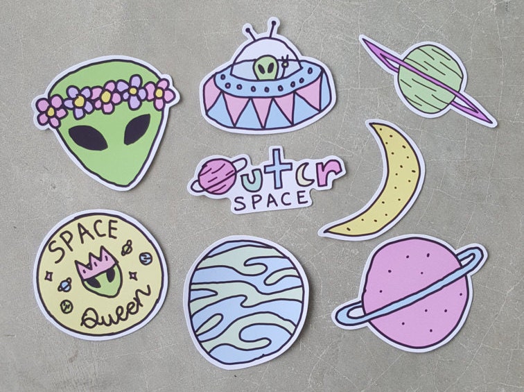 Space Aliens Sticker Pack Tumblr inspired