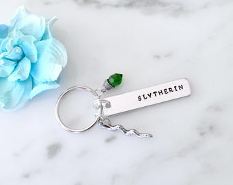 Harry Potter Inspired 'Slytherin' House Keychain | Gift for Best Friend, Him, Her, Self | Sorting Hat, Personalization Available