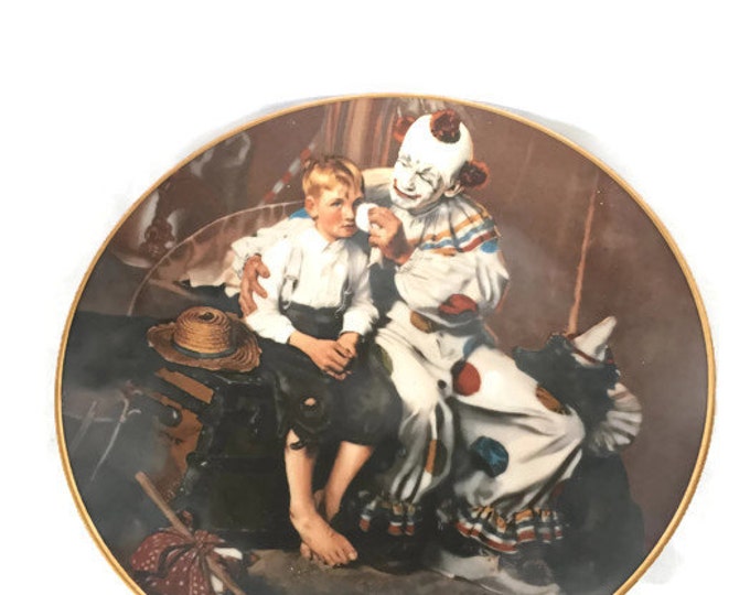 Souvenir Norman Rockwell Plate "The Traveler's Pal" | Vintage Americana | Creepy Clown Plate