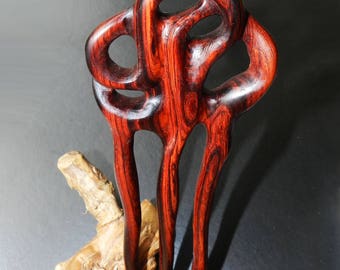Wooden hair fork, Hand carved hair fork, Hair Accessory, cocobolo