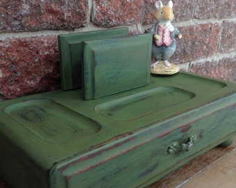 Valet, Men's Valet, Wooden Valet, Charging Station, Distressed Wooden Jewelry Box, Vintage Jewelry Organizer, Men's Organizier,