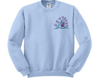 Crybaby Shark Sweatshirt, Aesthetic, Pastel Goth, Soft Grunge, Shark Shirt, 90's Style, Ocean Creature