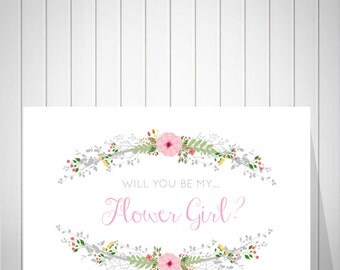 Flower Girl Card, Will you be my Flower Girl? Flower girl proposal, Flower Girl Invitation Wedding Boho Invitation -49877B