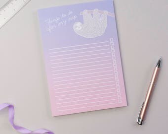Sloth To Do List Notepad // Sleepy Sloth Notepad // To Do List // Grocery List // Shopping List Notepad // Sloth Notepad // Cute To Do List