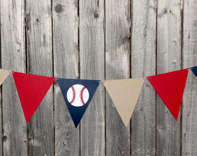 Baseball Birthday Garland - Baseball Baby Shower - Party Garland - Pennant Banner - Baseball Nursery - Baseball Garland - Boy Baby Shower