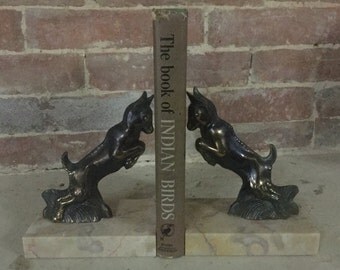 Vintage French Art Deco Classic Goats Butting Heads Bookends. Goats jumping.