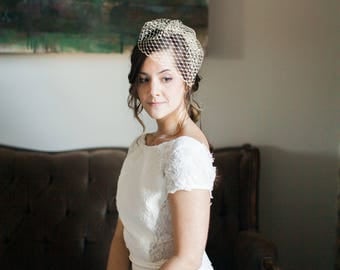 Mini Birdcage Veil, Birdcage Veil, Short Veil, Wedding Veil, Bridal Headpiece, Voilette, Fascinator Veil- Style 205- Alana
