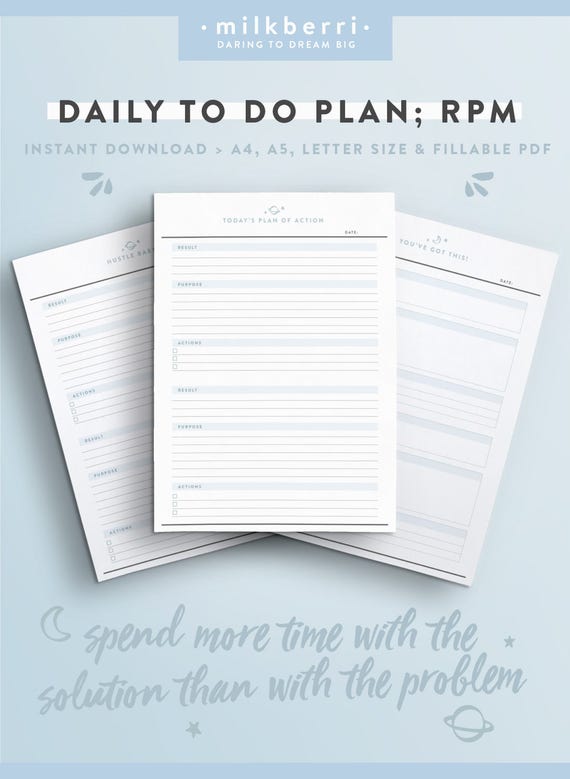 Daily Planner Sheet RPM. Results Purpose Action. Tony