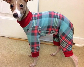 Dog Pajamas. Italian Greyhound Pajamas."Sweet Plaid Pajamas". Dog Clothes. Pajamas for dogs. Small Dog Clothes. Onesie for dog. Dog onesie