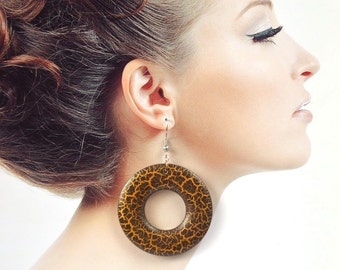 Neema Brass Beaded Dangle Hoop Earrings - Handmade African Jewelry main image 1