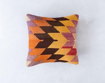 Vintage Turkish Kilim Pillow Cover, Bohemian Decorative Pillow, Boho Pillow, Southwestern Pillow, Turkish Kilim, Purple Kilim, Boho Cushion